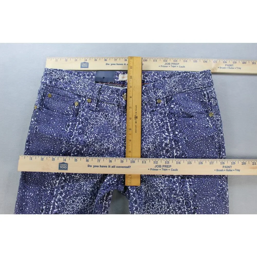 Tory Burch Ivy Super Skinny Jeans Womens 29 Blue Abstract Low Rise